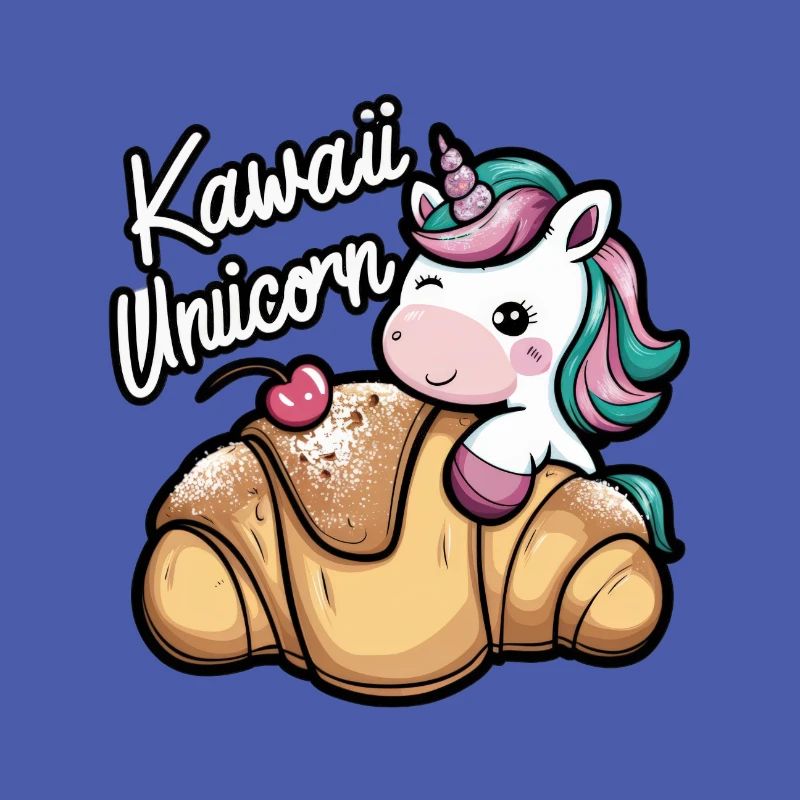 Kawaii Unicorn with Croissant