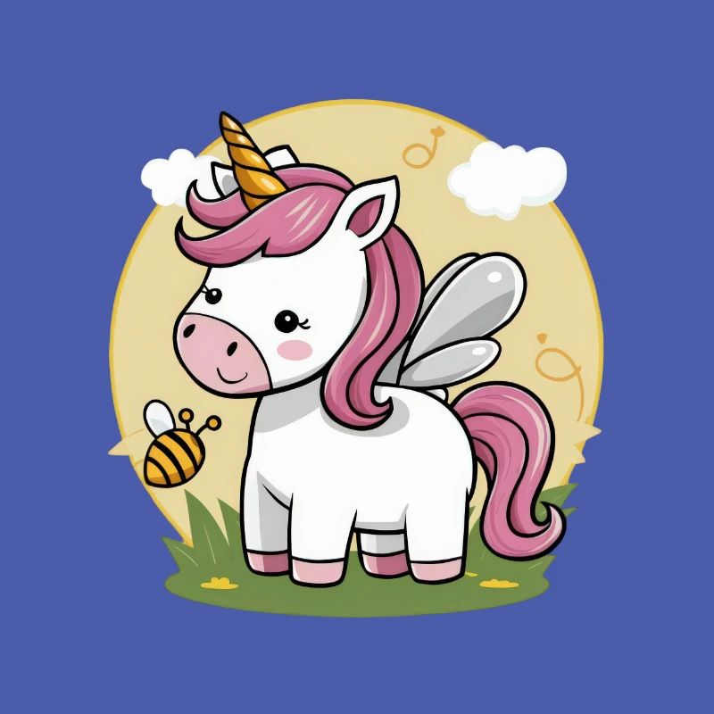 Kawaii Einhorn mit Biene