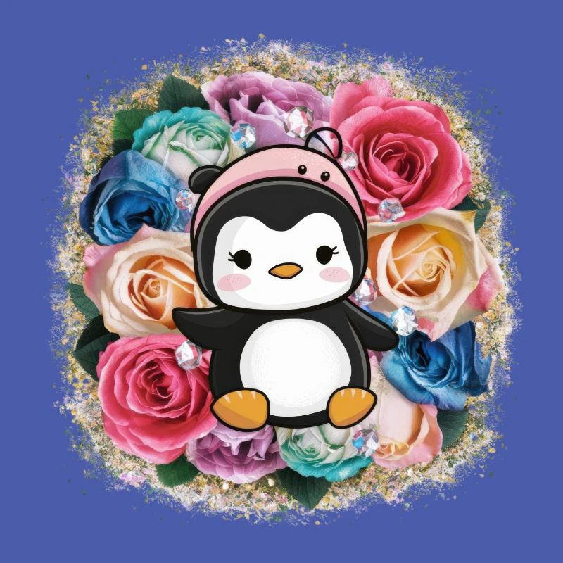Cartoon Kawaii Pinguin mit Krone