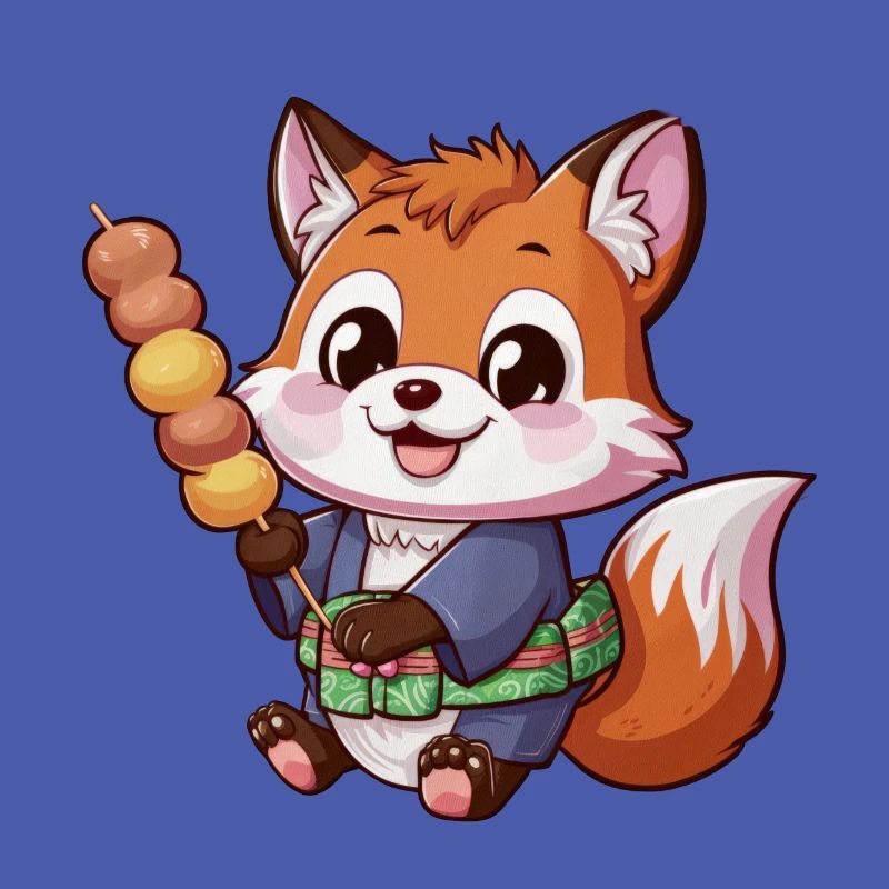 Kawaii Fuchs mit Hanami Dango