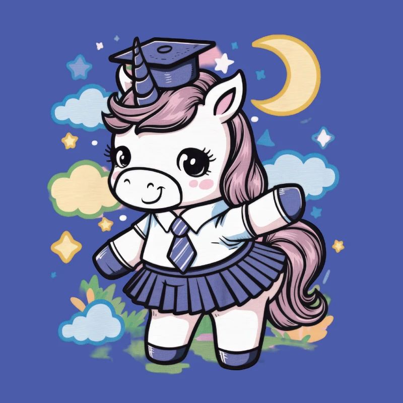 Kawaii Einhorn trägt Schuluniform