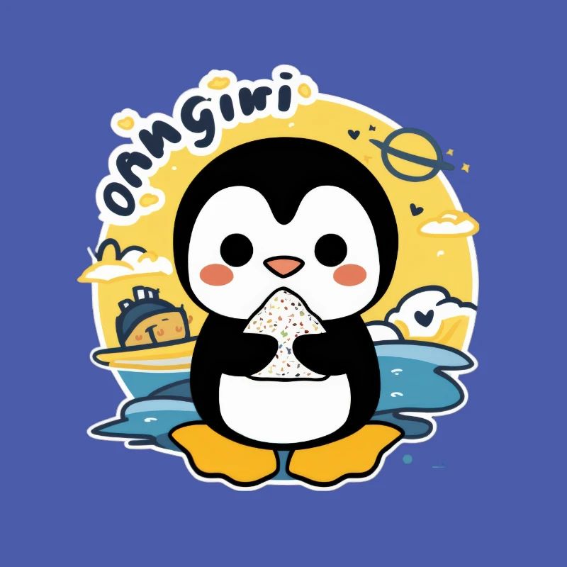 Kawaii Penguin with Onigiri Rice Ball