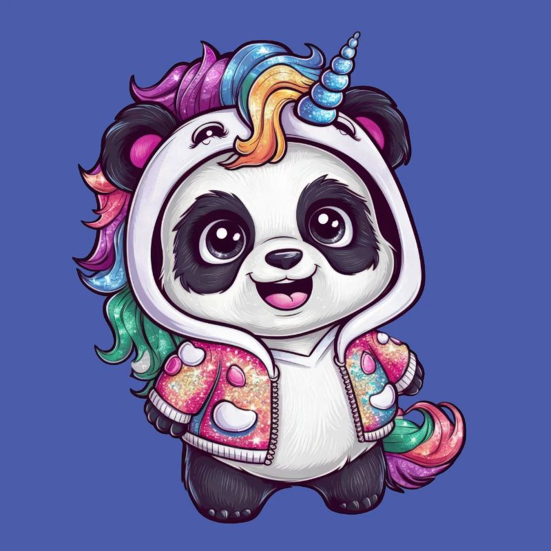 Mignon panda licorne