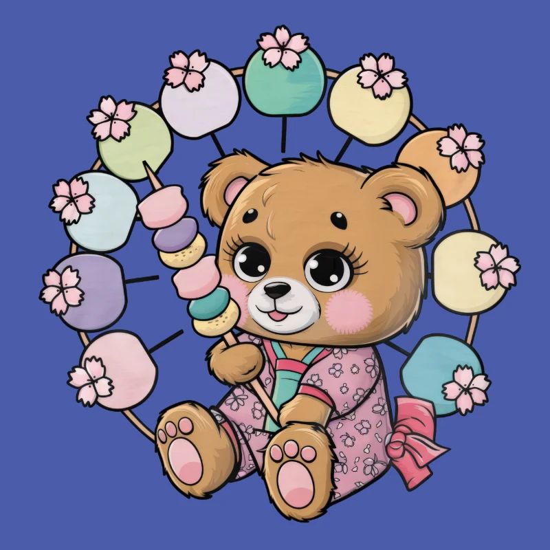 Ours du Japon mignon avec Hanami Dango