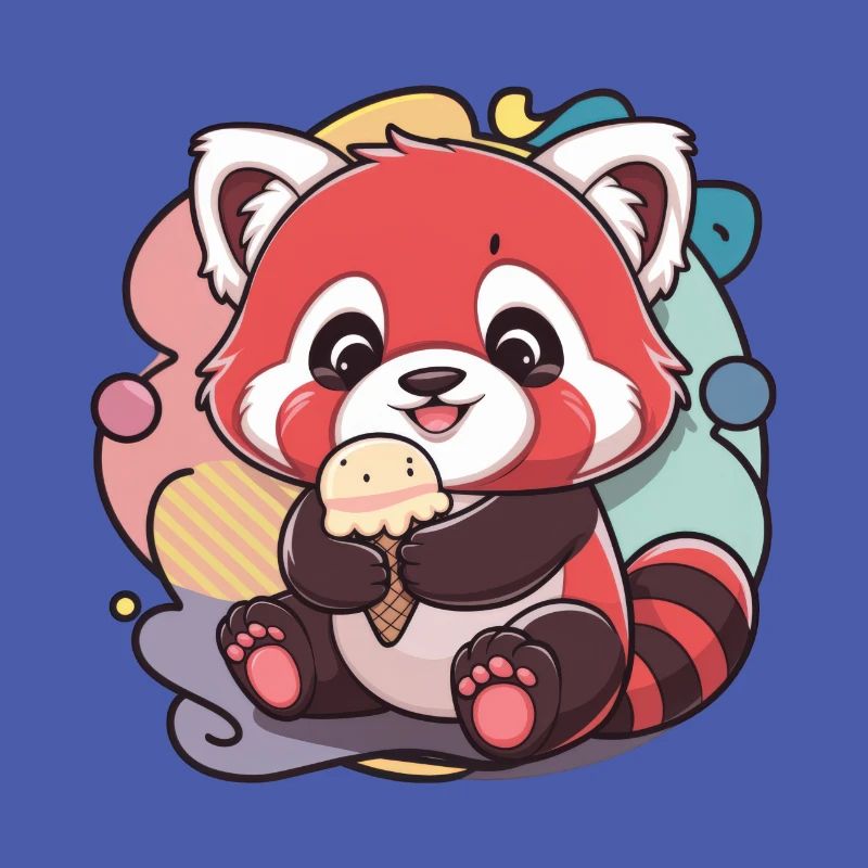 Kawaii Red Panda with Waffle Cream for Cream Fans