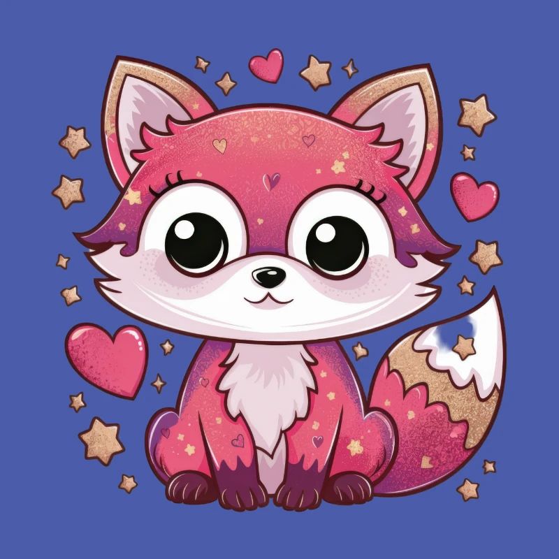 Kawaii Fuchs mit herzen und Sternen