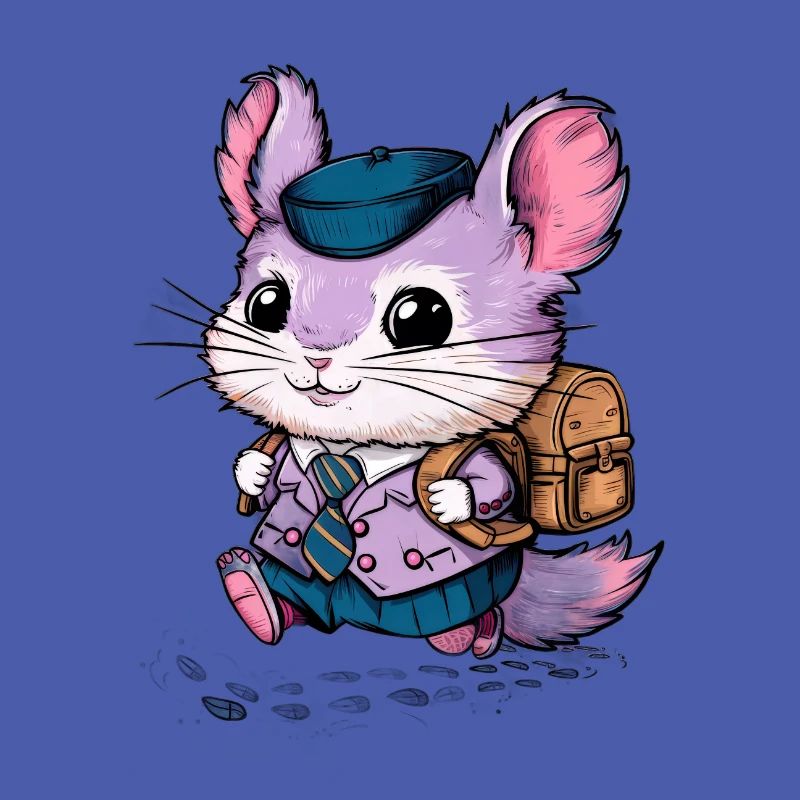 Cartoon Kawaii Chinchilla with School Uniform