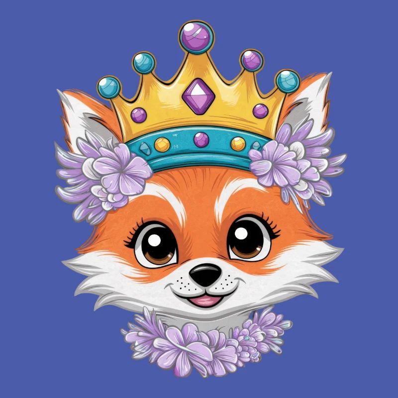 Kawaii Fuchs mit farbenfrohen Blumen