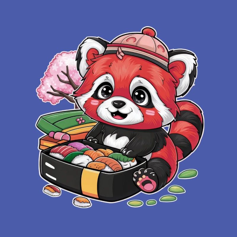 Red Kawaii Panda with Lunch Box