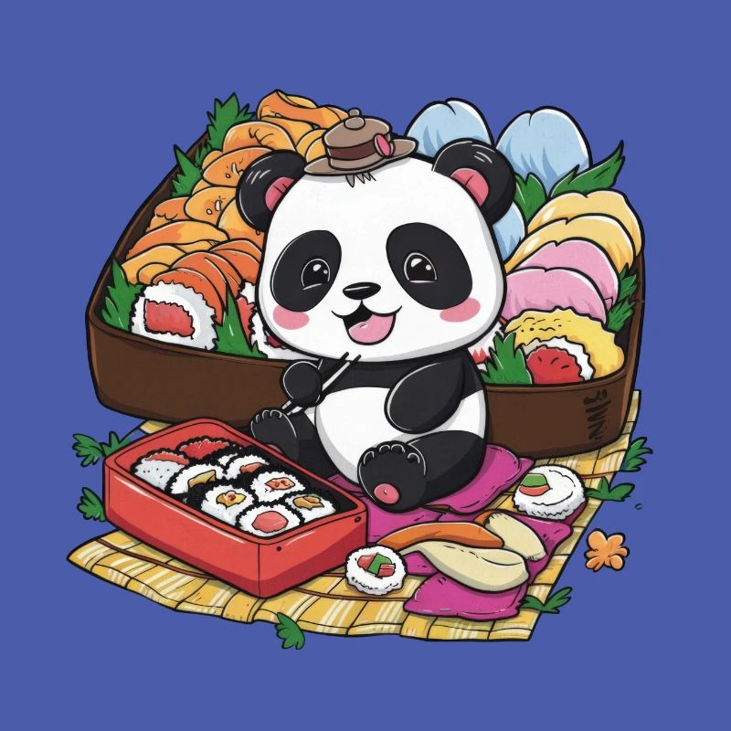 Red Kawaii Panda with Lunch Box