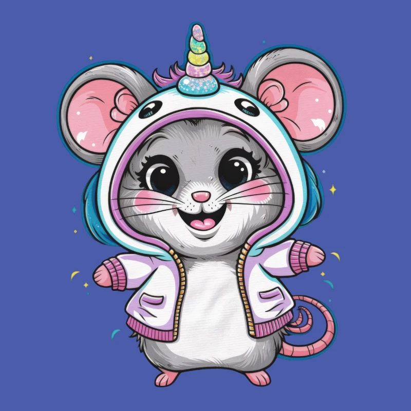 Kawaii Mouse with Unicorn Outfit