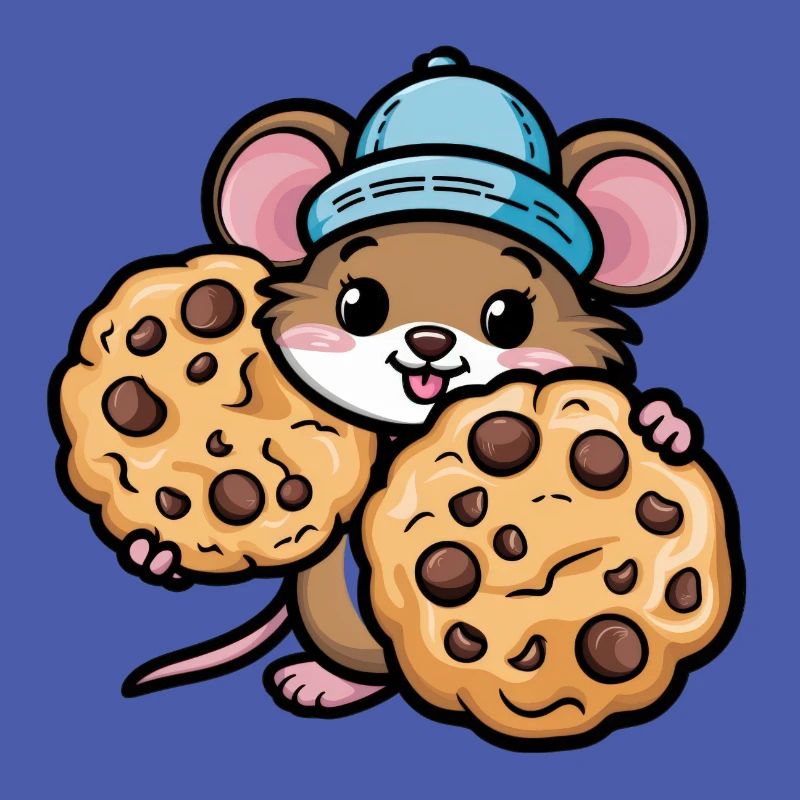 Souris kawaii avec biscuits aux pépites de chocolat