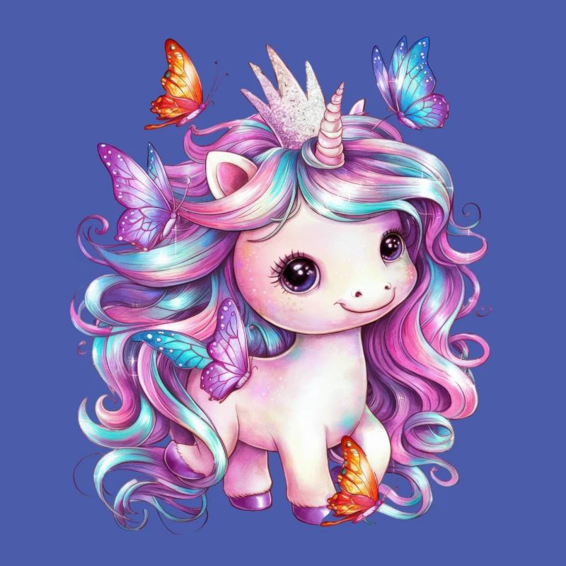 Kawaii Einhorn mit Schmetterlingen