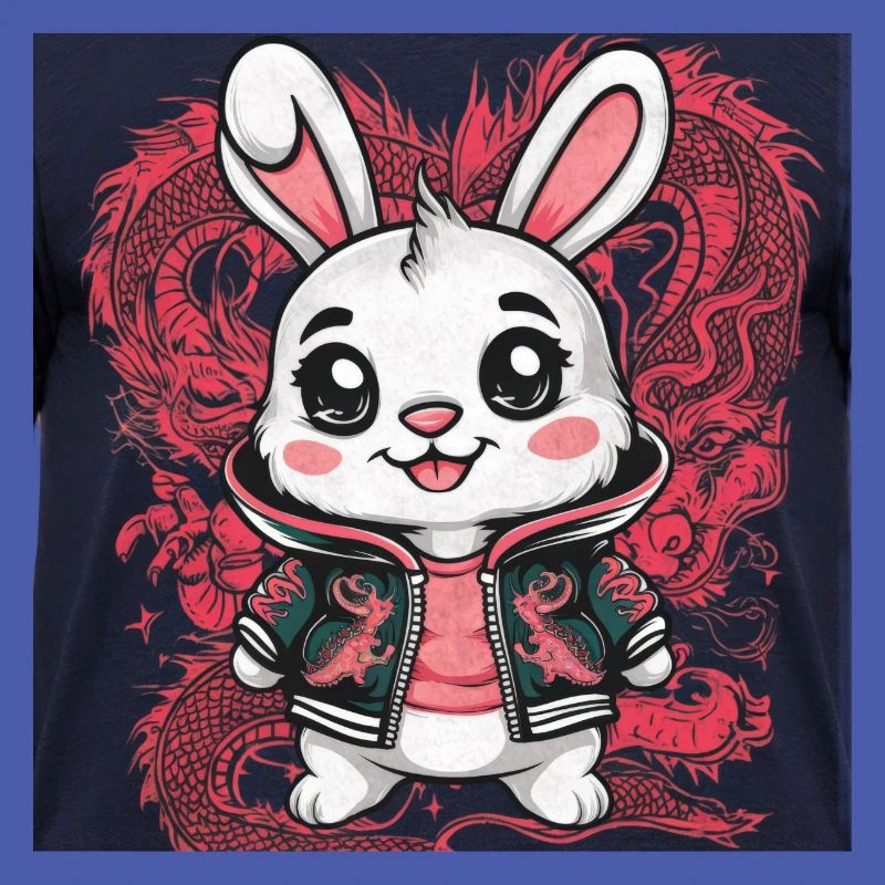 Lapin Kawaii de dessin animé avec tenue de dragon cool