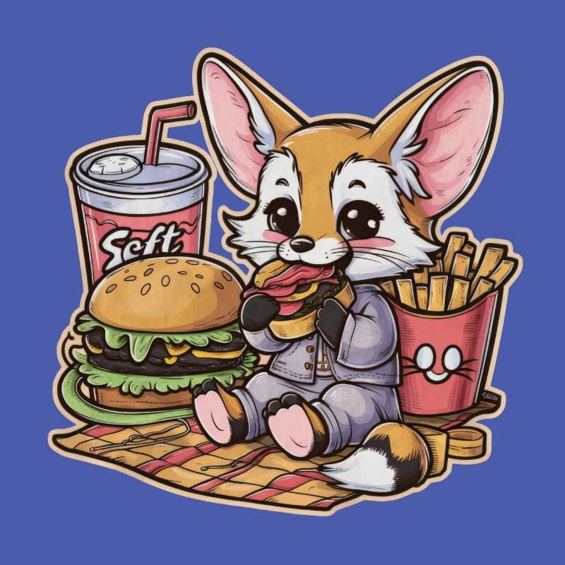 Fennec Desert Fox with Fast Food