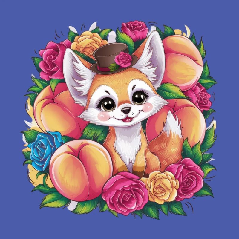 Kawaii Fennec Desert Fox with Peaches
