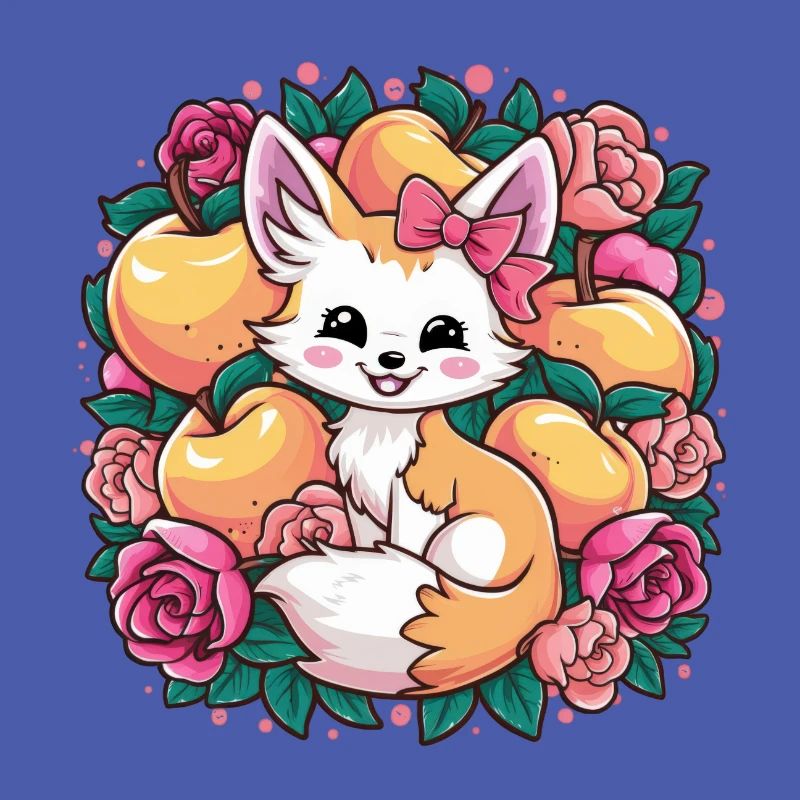 Fennec Kawaii Renard du désert aux pêches