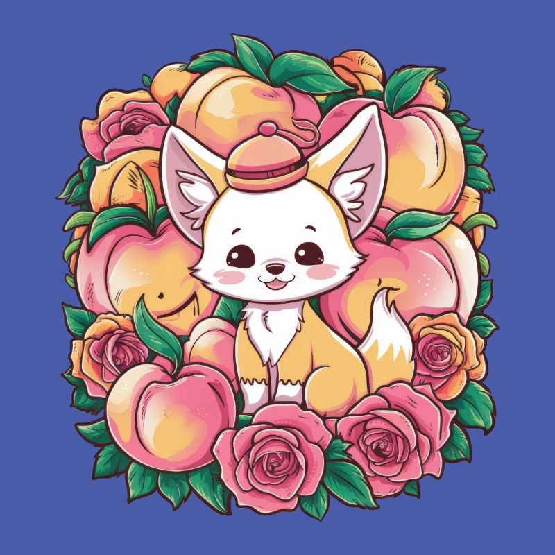 Kawaii Fennec Desert Fox with Peaches