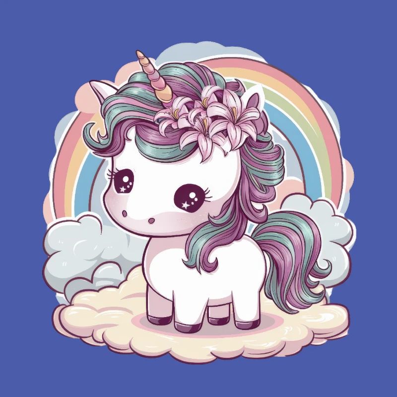 Kawaii Einhorn mit Lillien im Haar