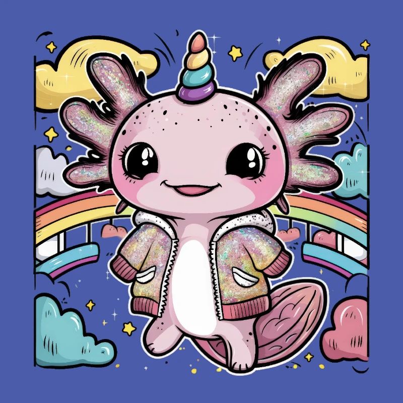 Cute Axolotl with Unicorn Outfit
