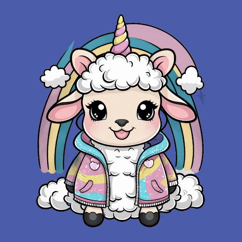 Kawaii Sheep with Unicorn Outfit