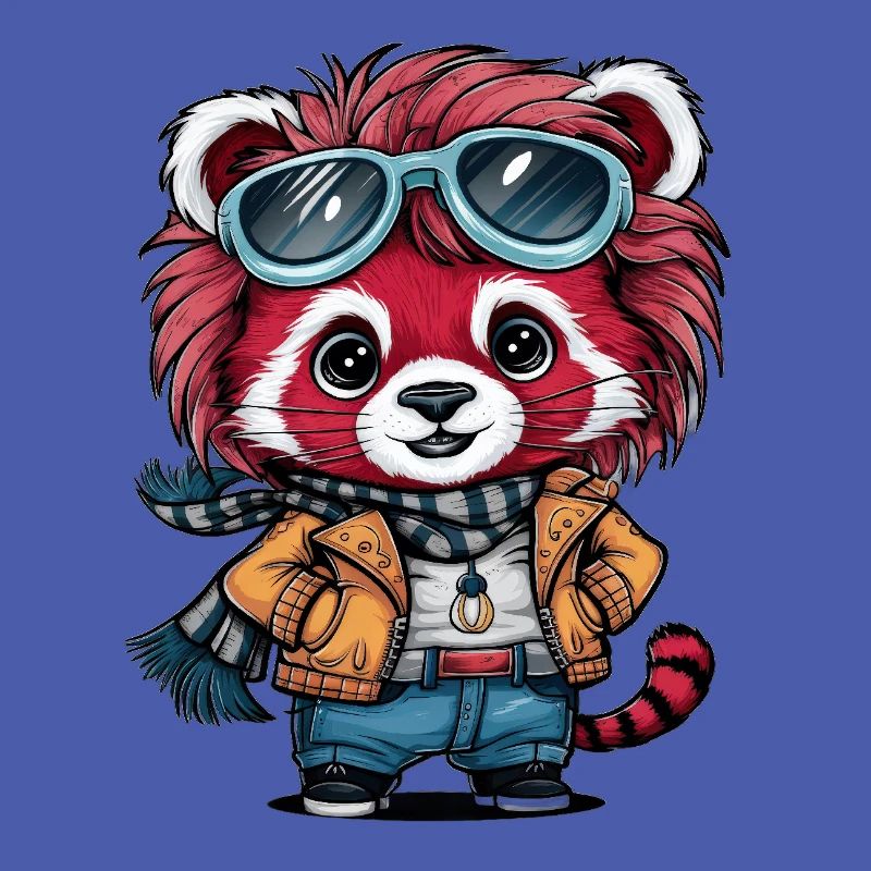 Red Panda in Kawaii Cartoon Style