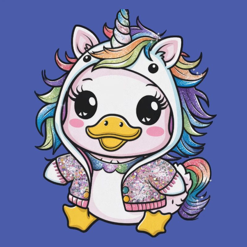 Cartoon Kawaii Entchen mit Einhorn Outfit