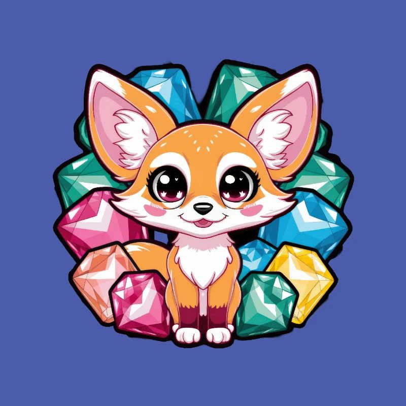 Renard du désert fennec kawaii avec des cœurs colorés