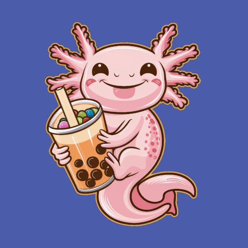 Kawaii Axolotl with Japanese Bubble