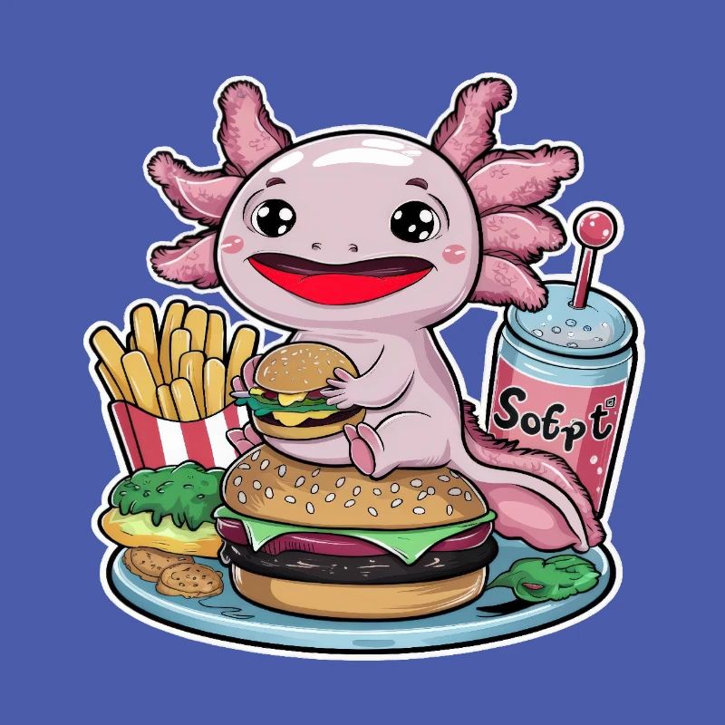 Axolotl Kawaii avec Restauration Rapide