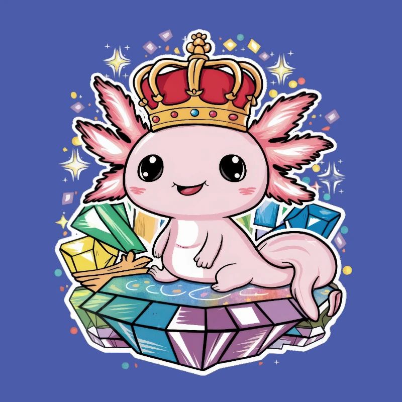 Kawaii Axolotl with Royal Crown.