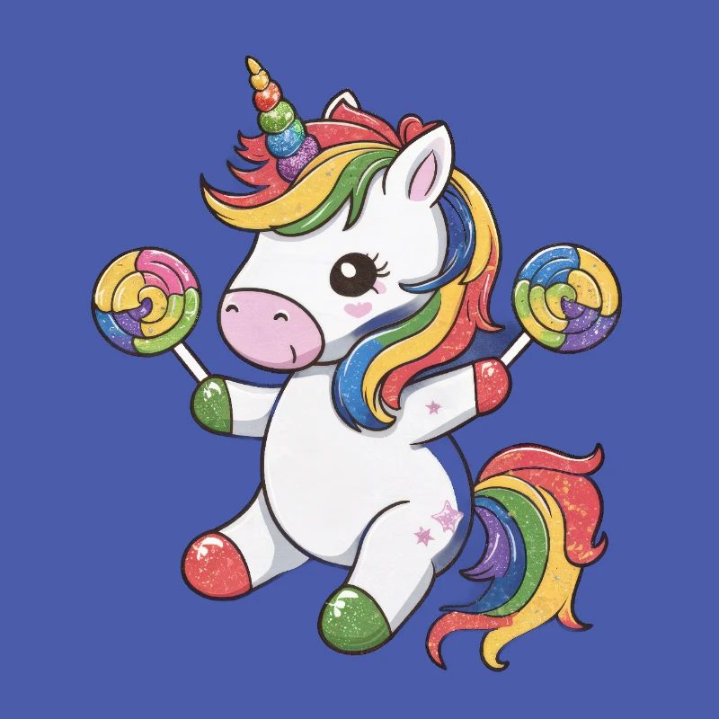 Kawaii Einhorn mit Süßigkeiten