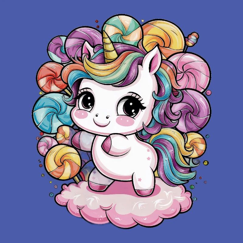 Kawaii Einhorn mit Süßigkeiten