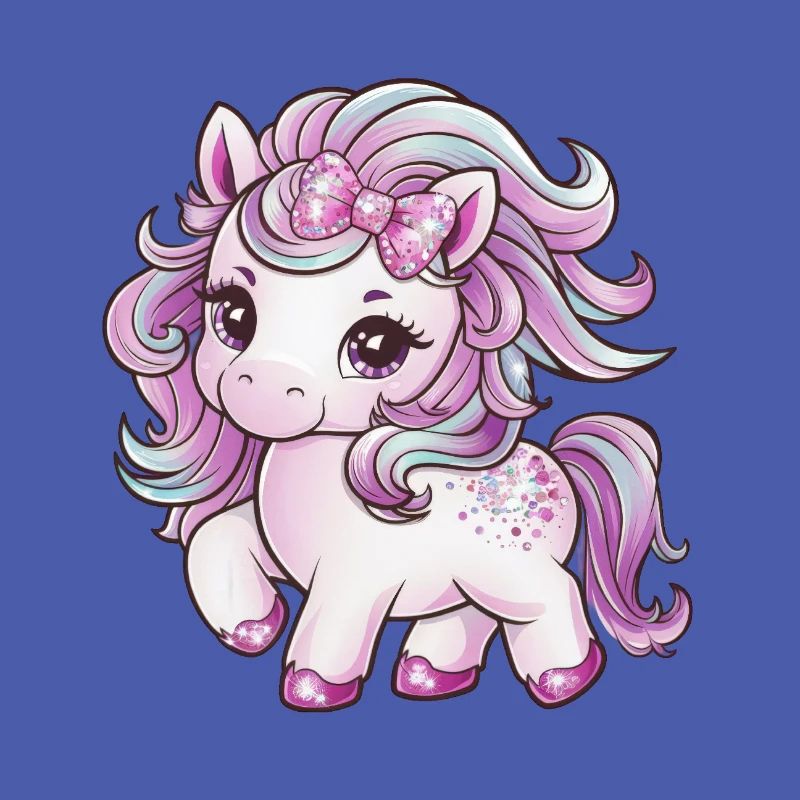 Licorne kawaii avec nœud dans les cheveux