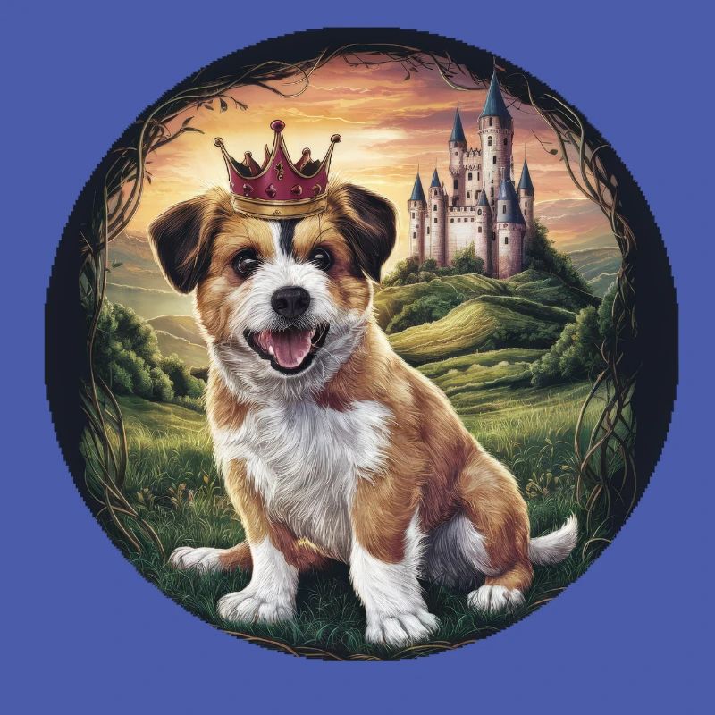 Chien Briard mignon avec serrure et couronne