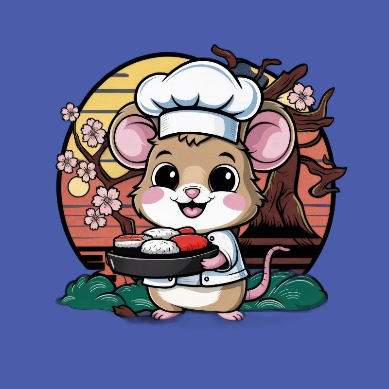 Kawaii Maus liebt japanisches Sushi
