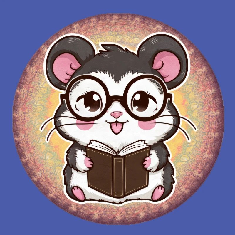 Schnuffiger Kawaii Hamster mit Buch & Lesebrille