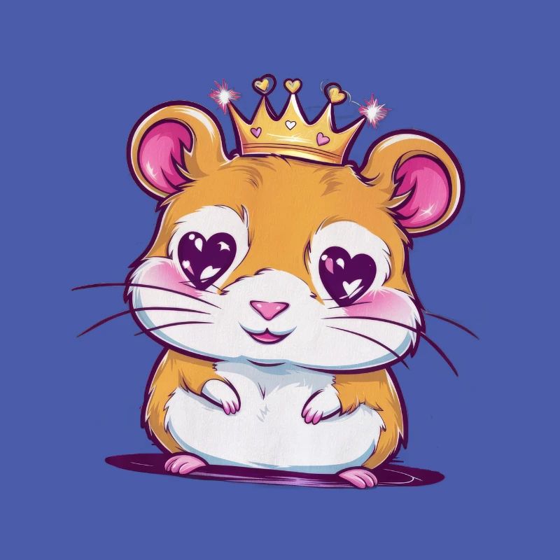 Hamster kawaii dans le style dessin animé avec des cœurs