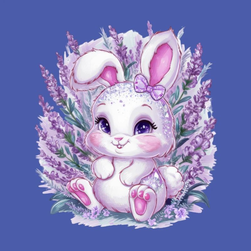 Kawaii Hase mit Lavendel