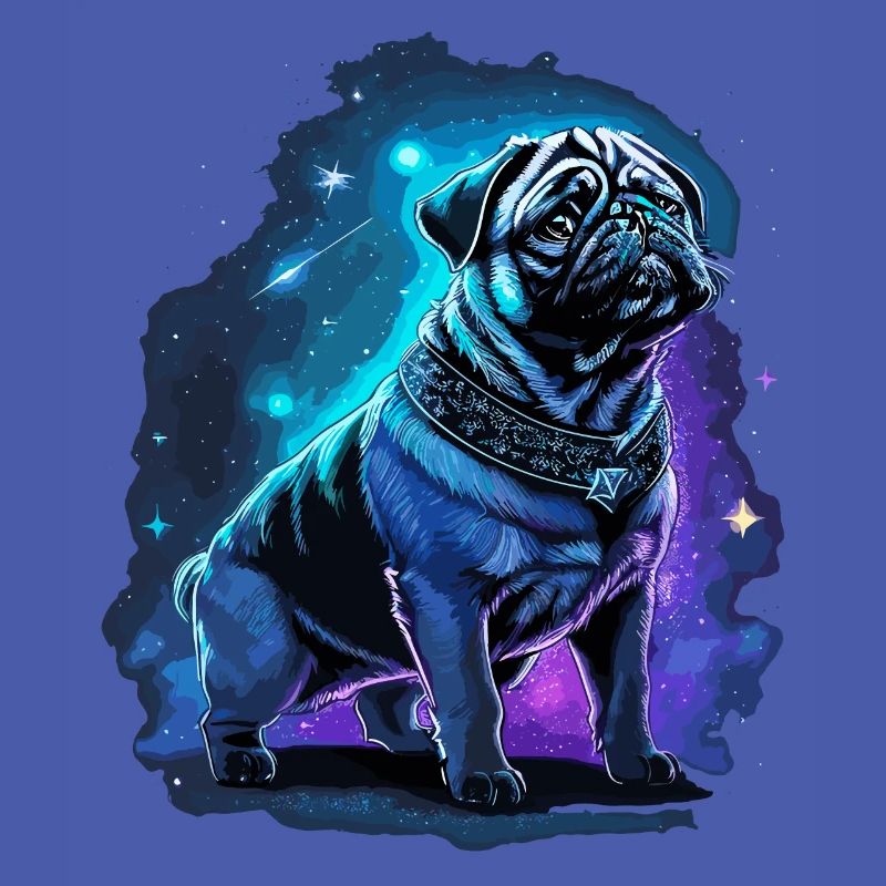 Neon Mops Hund Mitternachtszauber