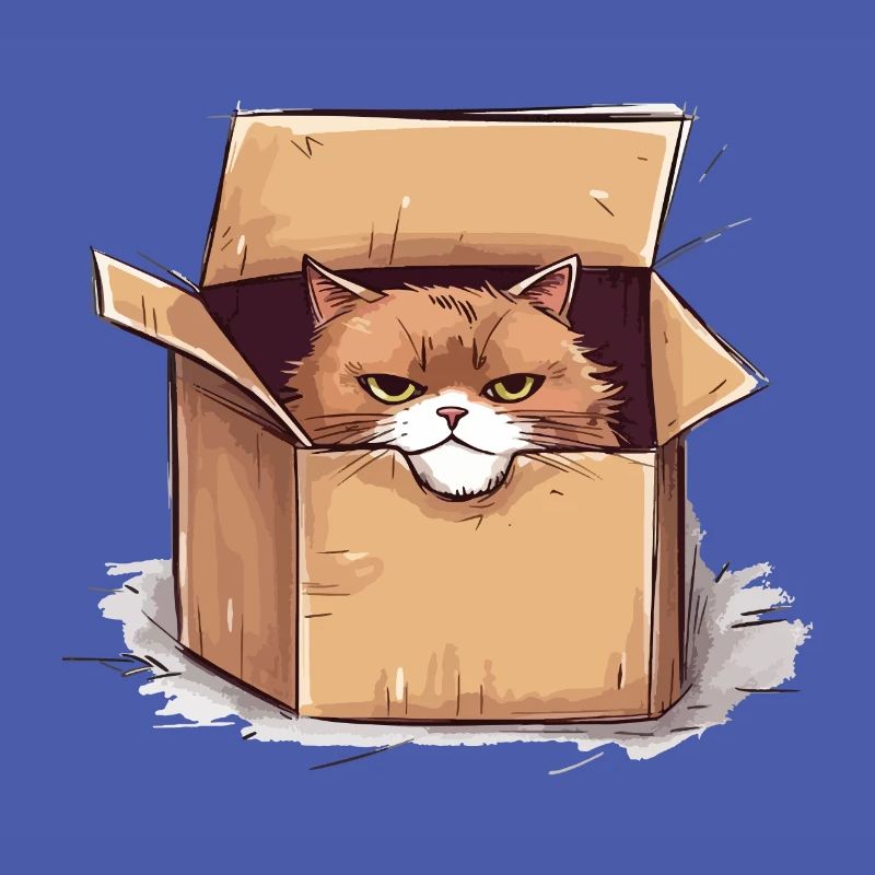 Cat grumpy grumpy grumpy sits in the box