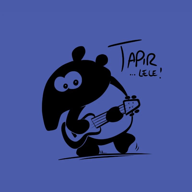 Musical saddleback tapir with ukulele