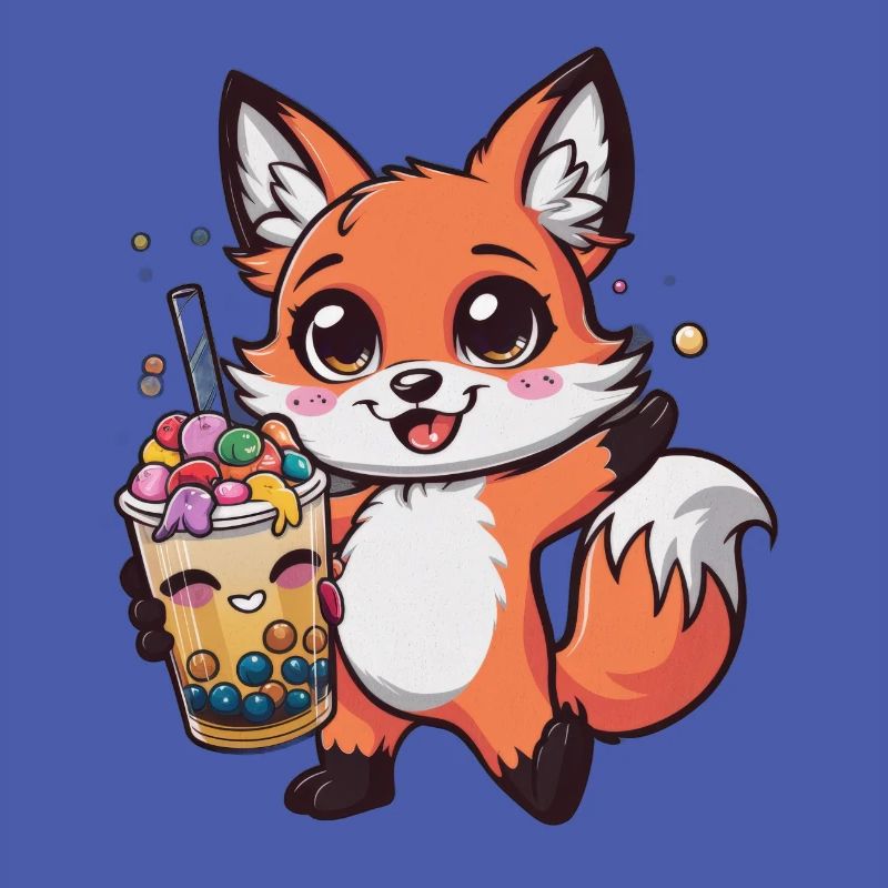 Kawaii Fuchs mit Bubble Tea