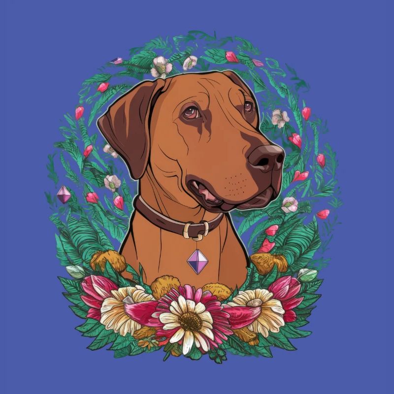 Rhodesian Ridgeback et belles fleurs