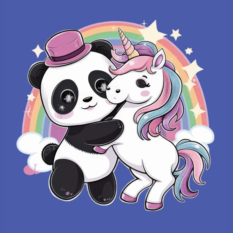 Süßer Kawaii Panda mit Einhorn