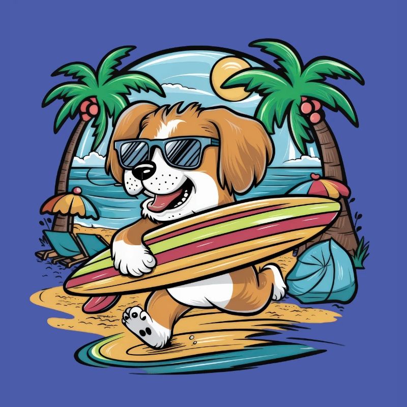 Cute Lhasa Apso Cartoon in Vacation Theme