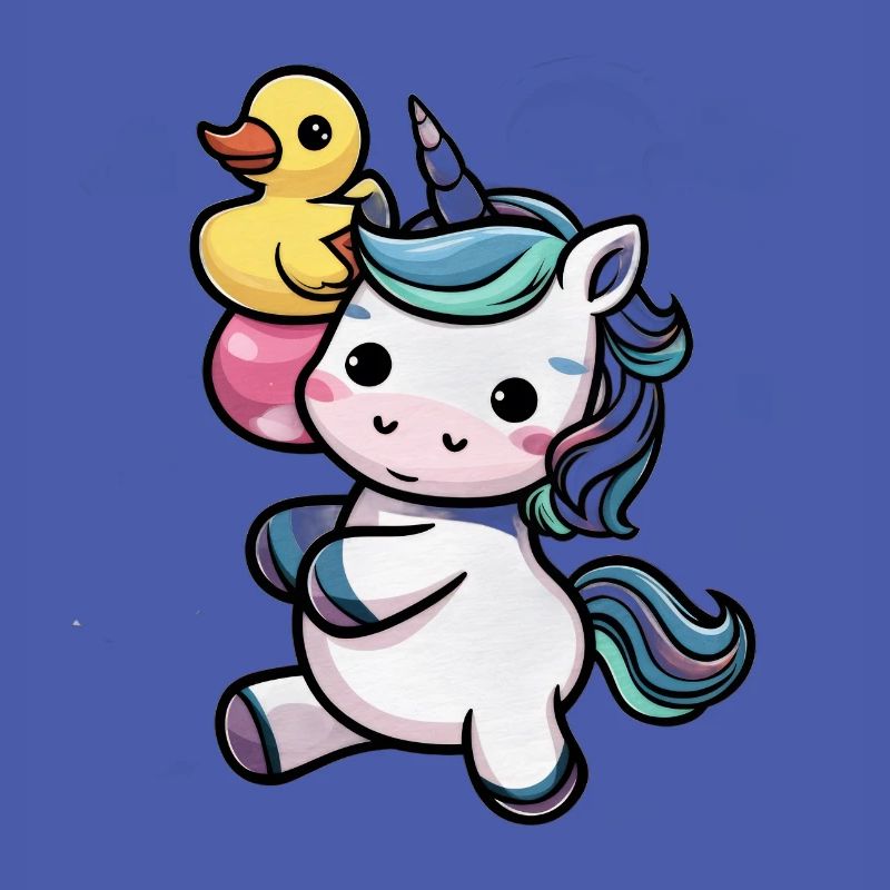Licorne kawaii avec canard en caoutchouc mignon