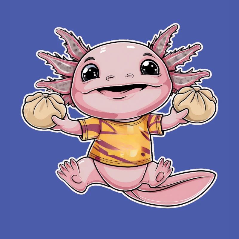 Kawaii Axolotl mit Decke und