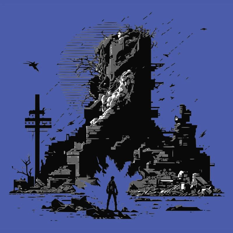 Sci-Fi 8Bit scenario in a destroyed world