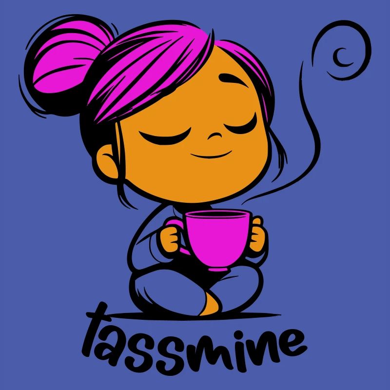 Tassmine enspannt mit einer Tasse Tee oder Kaffee